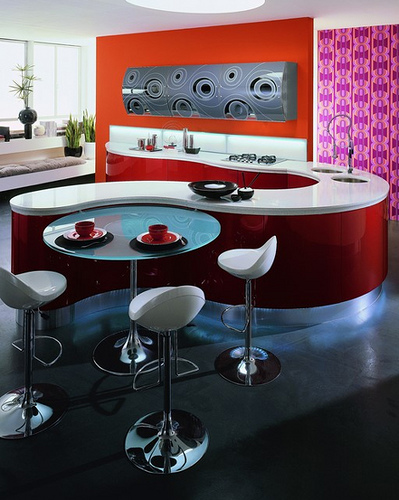 Elegant lifestyle red contemporary kitchen design ideas