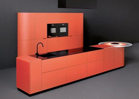 Orange kitchen is perfect over-the-top complement for minimalist kitchen