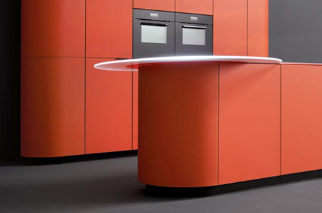 Orange kitchen is perfect over-the-top complement minimalist kitchen