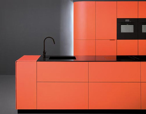 Orange kitchen perfect over-the-top complement minimalist kitchen