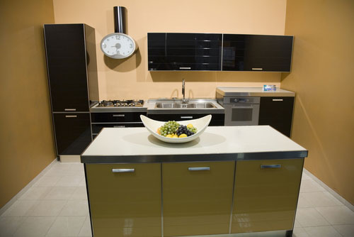 Green Kitchen Modern Interior Design ideas with white cabinet 