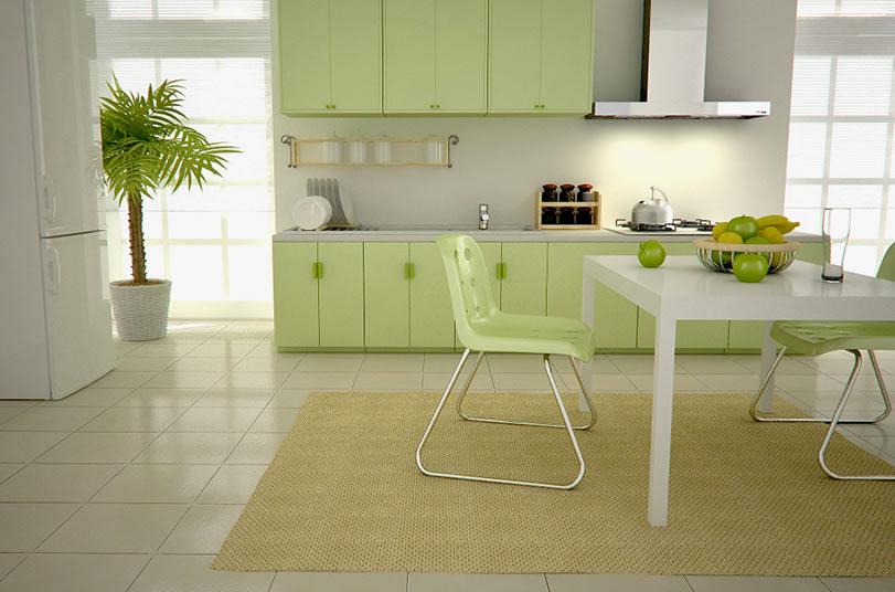 green kitchen is perfect choice for a kitchen wall and cabinets color